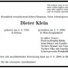Klein Dieter 1941-2006 Todesanzeige